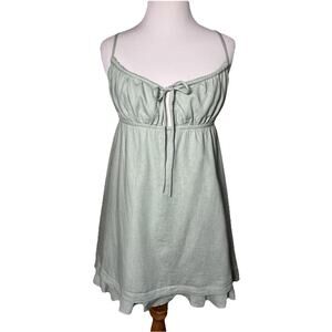 Princess Polly Empress‎ of Love Mini Dress Sage Green Size 6 Linen Blend Ruffle